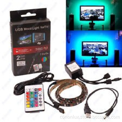 5V USB flexible strip light for TV,closet backlighting tape light with 0.5M/1M/2M remote controller